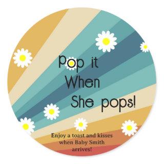 Retro Groovy - Pop it When She pops Classic Round Sticker