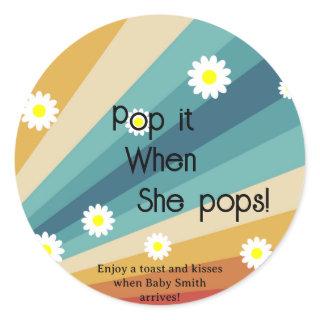 Retro Groovy - Pop it When She pops Classic Round Sticker