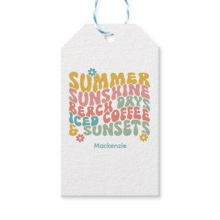 Retro Groovy Summer Pink Monogram Name Tag