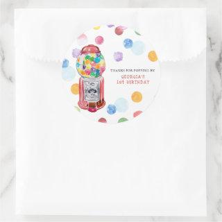 Retro Gumball Machine | Kids Birthday Party  Classic Round Sticker