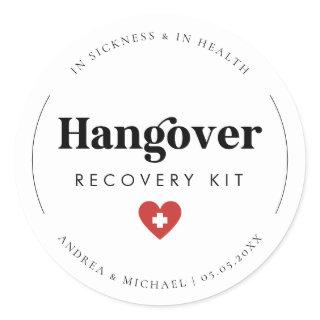 Retro Hangover Recovery Kit Wedding Party Favor Classic Round Sticker