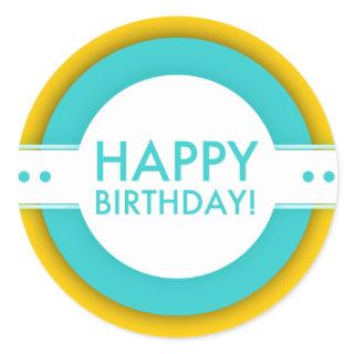 retro happy birthday classic round sticker