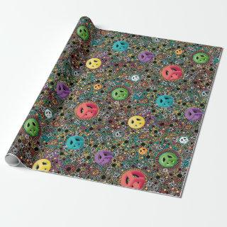Retro Hippie Colorful Circles 60s Pattern