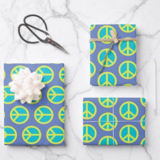 Retro Hippie Peace Sign Pattern in Blue   Sheets