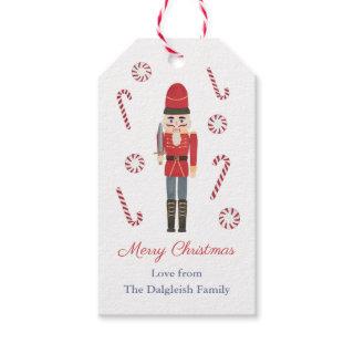 Retro Holidays Red Nutcracker Candy Canes Stripes Gift Tags