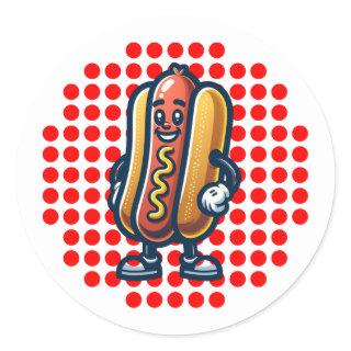 Retro Hot Dog Glizzy Pop Art  Classic Round Sticker