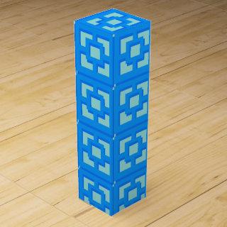 Retro Jet Set Blue Trellis Wine Gift Box