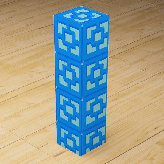 Retro Jet Set Blue Trellis Wine Gift Box