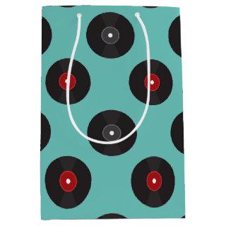 Retro Jukebox Records Pattern   Medium Gift Bag
