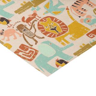 Retro Jungle Animals Cute Patterned Tissue Paper