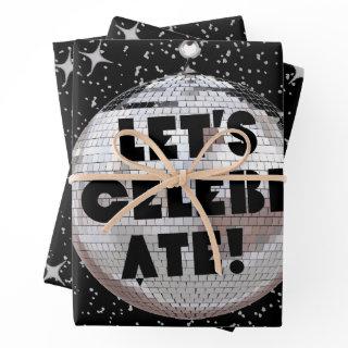 Retro Let's Celebrate Birthday Disco Ball Black  Sheets