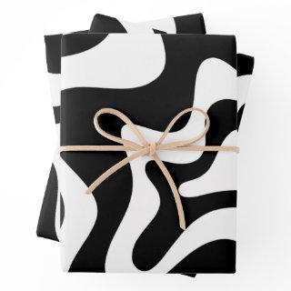 Retro Liquid Swirl Abstract Pattern Black & White  Sheets