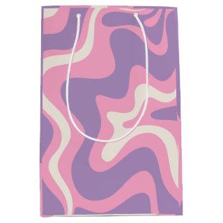 Retro Liquid Swirl Groovy Abstract Purple Pink Medium Gift Bag