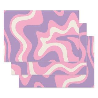 Retro Liquid Swirl Groovy Abstract Purple Pink  Sheets