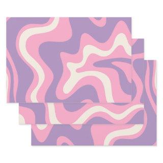 Retro Liquid Swirl Groovy Abstract Purple Pink  Sheets