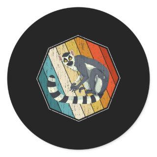 Retro Madagascar Monkey Animal Lover Sifakas Lemur Classic Round Sticker