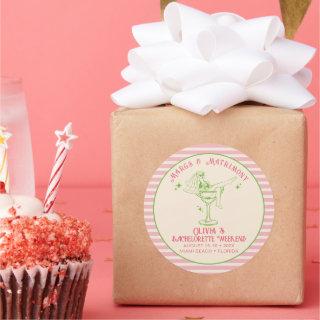 Retro Margs & Matrimony Bachelorette Favor Classic Round Sticker