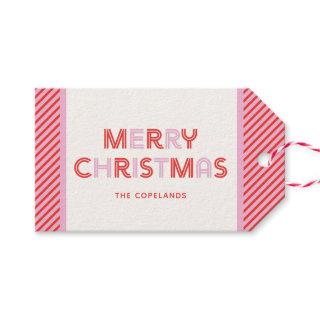 Retro Merry Christmas Custom Gift Tags