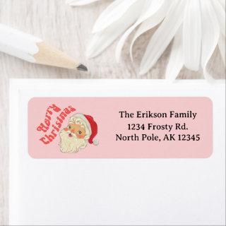 Retro Merry Christmas Santa Address Labels