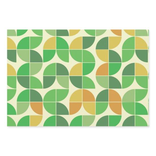 Retro Mid Century Geometric Floral Green   Sheets