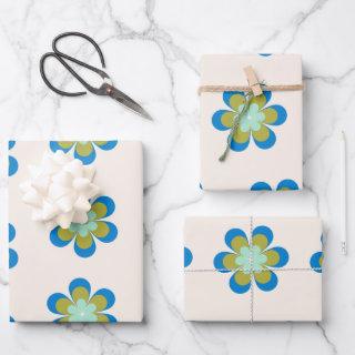 Retro Mid Century Mod Flower Pattern | Blue Green  Sheets