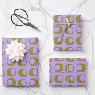 Retro Mid Century Mod Pattern Olive and Lavender  Sheets