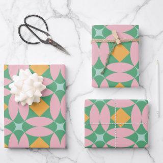 Retro Mid Century Mod Shapes Pattern | Pink Green   Sheets