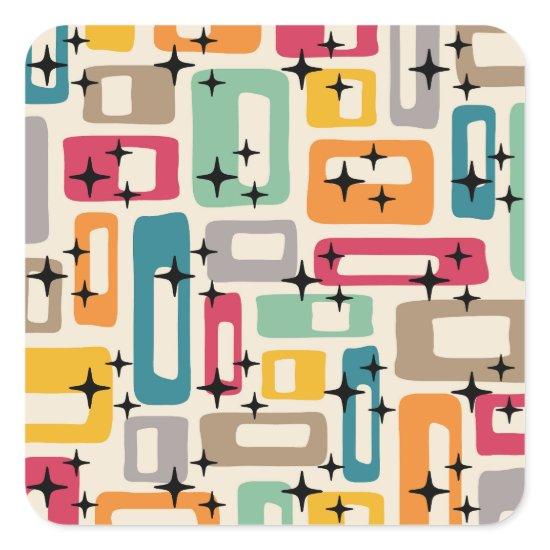 Retro Mid Century Modern Square Sticker