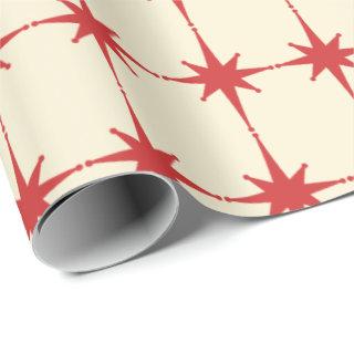 Retro Midcentury Modern Starbursts Red Cream