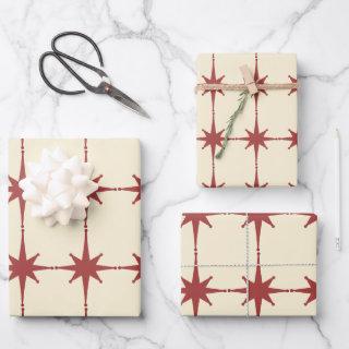 Retro Midcentury Modern Stars Dusky Red & Cream  Sheets