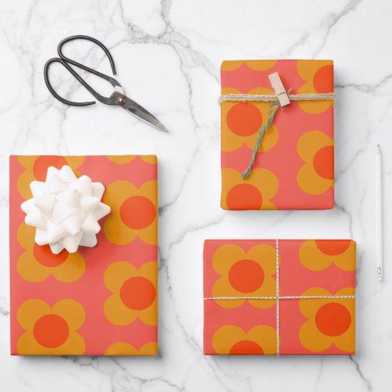 Retro Mod Flower Pattern in Orange   Sheets