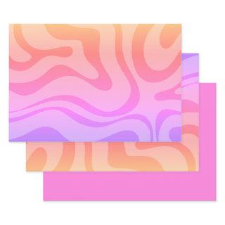 Retro Modern Abstract Liquid Swirl Pattern Pink  Sheets
