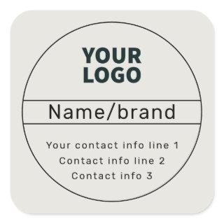 Retro-Modern Business or Brand Contact info Square Sticker