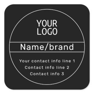 Retro-Modern Business or Brand Contact info Square Sticker