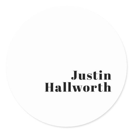 Retro Modern Minimal Name or Business Template Classic Round Sticker