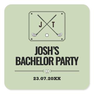 Retro Modern Monogram Golf Outing Bachelor Party Square Sticker