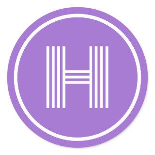 Retro Monogram Initial Amethyst Purple Classic Round Sticker