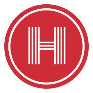 Retro Monogram Initial Venetian Red Classic Round Sticker