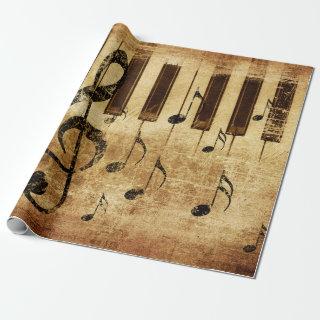 Retro music notes and piano