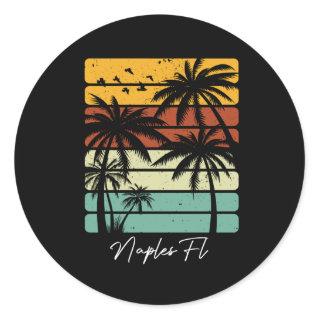 Retro Naples Florida Vintage 70's 80's Beach Style Classic Round Sticker