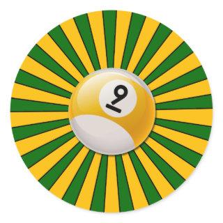 RETRO NUMBER 9 BILLIARDS BALL CLASSIC ROUND STICKER