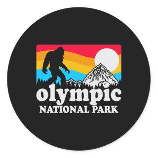 Retro Olympic National Park Bigfoot Classic Round Sticker