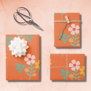 Retro Orange Daisy Bouquet Pattern  Sheets