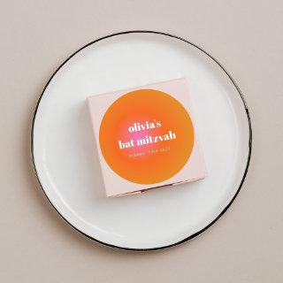 Retro Orange Gradient Unique Bat Mitzvah Custom Classic Round Sticker