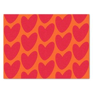 Retro Orange with Groovy Red Hearts Tissue Paper