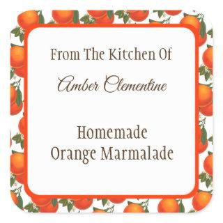 Retro Oranges Pattern Canning or Baking Stickers