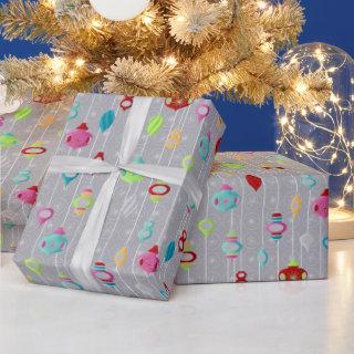 Retro Ornaments Grey Christmas