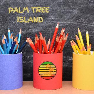 Retro Palm Tree Sunset   Classic Round Sticker