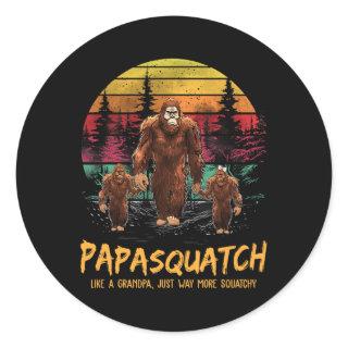Retro Papa Squatch Like A Grandpa Funny Bigfoot Sa Classic Round Sticker