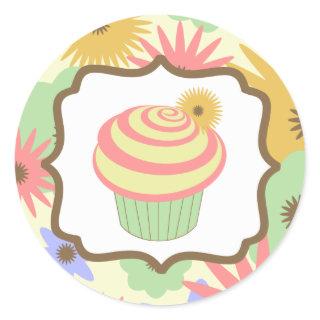 Retro Pastel Cupcake Birthday Sticker